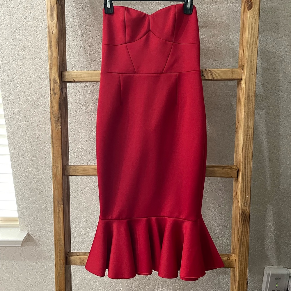 Express Red Strapless Dress size 4